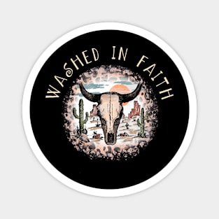 Washed In Faith Bull Skull Desert Magnet